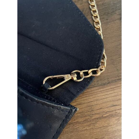 6/$25 Vintage Navy and Gold Faux Leather Convertible Crossbody - Picture 5 of 6